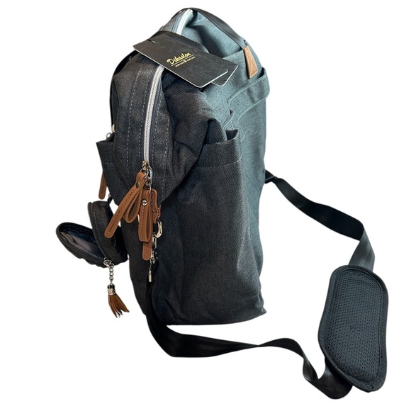 Dikaslon Baby Large Bag Tote Boy Girls Dark Grey Multi Pocket Bag Multi Pocket - Picture 2 of 9